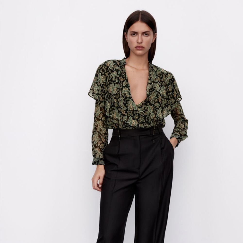 Unworn Zara Print Bodysuit with tags